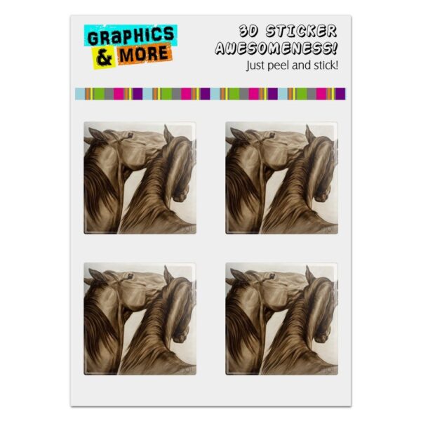 Horses Vintage Sepia Tone Computer Case Modding Badge Emblem Resin-Topped 1 Stickers - Set of 4
