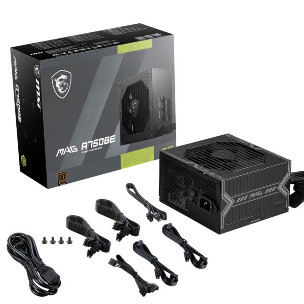 MSI MAG A750BE Gaming Power Supply - 80 Plus Bronze Certified 750W - Semi-Modular - Low Noise ATX PSU (Renewed) - Image 3