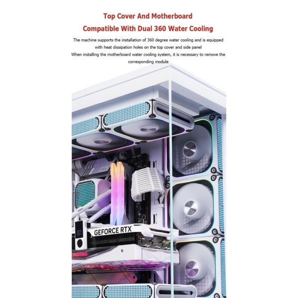 Computer Cases, Mid-Tower PC Gaming Case ATX/M-ATX/ITX - Front I/O TPYE-C Port - Tempered Glass- 10 Fan Installation Position - Water Cooling Installation Ready(E) - Image 4