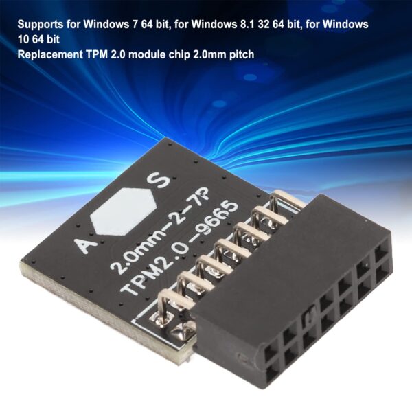 Focket TPM2.0 Encryption Security Module, TPM 2.0 Module 2x7P 14 Pin 2mm Space Stable Performance TPM 2.0 Module for Win System PC Higher Than DDR3 Memory Module Encryption - Image 2