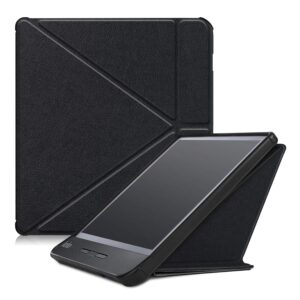 Kobo Libra H2O Flip Cover, Heavy Duty Folding Hard Kid Proof Cover PU Ultra Slim Smart Case with Auto Wake Up/Sleep Protection Shell Shockproof for Kobo Libra H2O 7.0 2019 Tablet PC (Black)