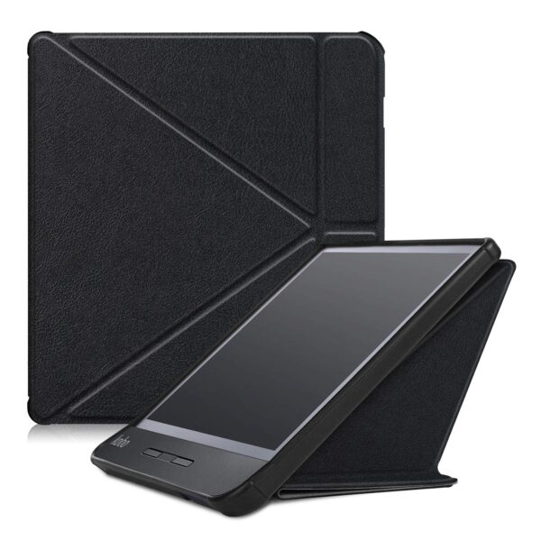 Kobo Libra H2O Flip Cover, Heavy Duty Folding Hard Kid Proof Cover PU Ultra Slim Smart Case with Auto Wake Up/Sleep Protection Shell Shockproof for Kobo Libra H2O 7.0 2019 Tablet PC (Black)