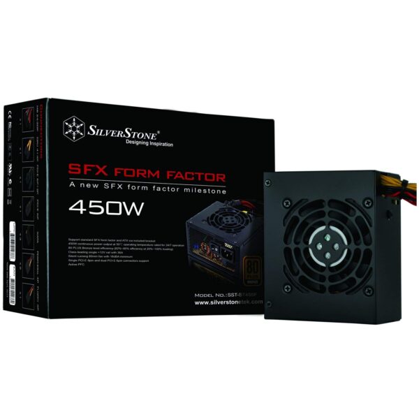 SilverStone Technology 450W SFX Form Factor 80 PLUS BRONZE Power Supply with +12V single rail, Active PFC (ST45SF) (Renewed)