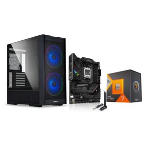 AMD Ryzen 7 7800X3D 8-Core16-Thread Desktop Processor + ASUS ROG Strix B650E-F Gaming WiFi AM5 (LGA1718) Motherboard + LIAN LI LANCOOL 206 Desktop Computer Case Black