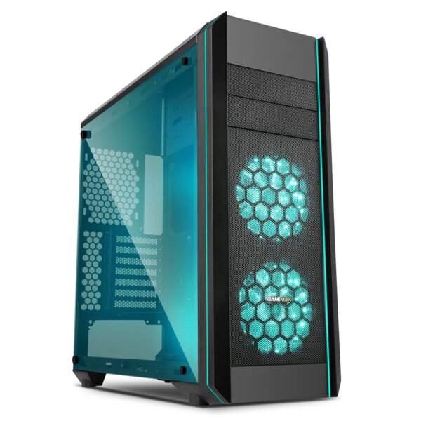 Game Max Amethyst RGB Midi Tower Case with 2 x RGB Front Fan and Tempered Glass Side Panel - Black - Image 5