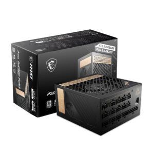 MSI MEG Ai1000P PCIE 5 & ATX 3.0 Gaming Power Supply | Full Modular | 80 Plus Platinum Certified 1000W | 100% Japanese 105°C Capacitors | Compact Size | ATX PSU (Renewed)