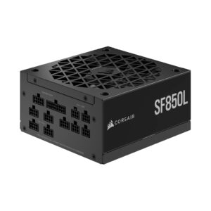 Corsair SF850L Fully Modular Low-Noise SFX Power Supply - ATX 3.0 & PCIe 5.0 Compliant - Quiet 120mm PWM Fan - 80 Plus Gold Efficiency - Zero RPM Mode - 105°C-Rated Capacitors - Black (Renewed)