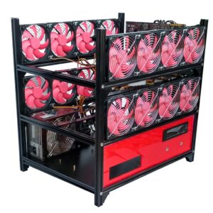 12GPU Open Air Mining Miner Frame Rig Case Set for ETH BTC LTC Ethereum with LCD Panel 16 Fan