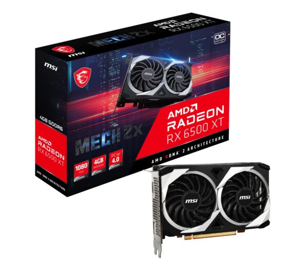 MSI Gaming AMD Radeon RX 6500 XT 64-bit 4GB GDDR6 DP/HDMI PCIe 4 Torx Twin Fans FreeSync DirectX 12 VR Ready OC Graphics Card (RX 6500 XT MECH 2X 4G OC) (Renewed)