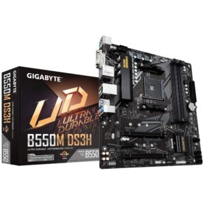 GIGABYTE B550M DS3H (AM4 AMD/B550/Micro ATX/Dual M.2/SATA 6Gb/s/USB 3.2 Gen 1/PCIe 4.0/HMDI/DVI/DDR4/Motherboard) (Renewed)