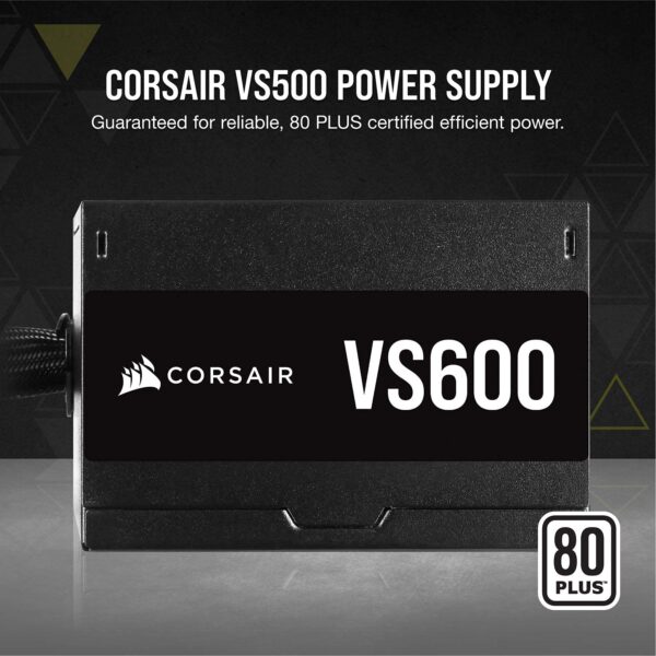 Corsair VS Series VS600 Certified Non-Modular ATX Power Supply, 80+ White (Renewed) - Image 2