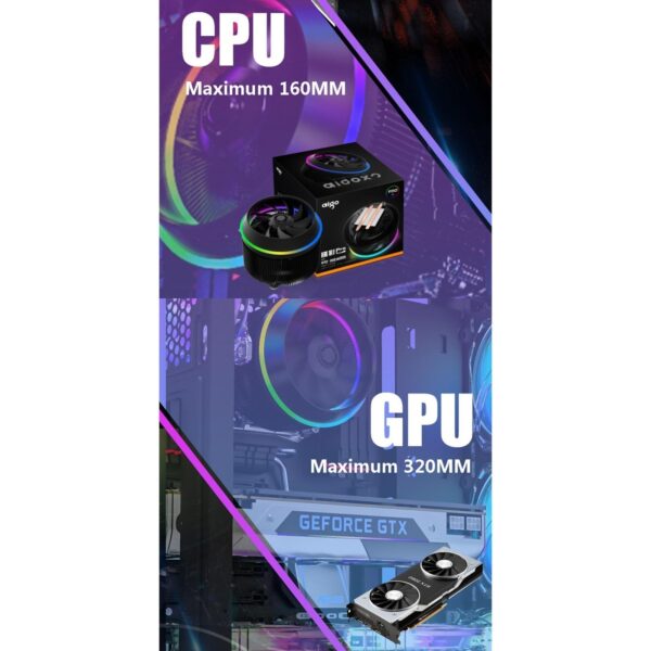 ATX Case, Mid-Tower PC Gaming Case ATX/M-ATX - Front I/O USB 3.0 Port - Tempered Glass Side Panel - Support Water Cooling - 8 Fan Position - Image 4