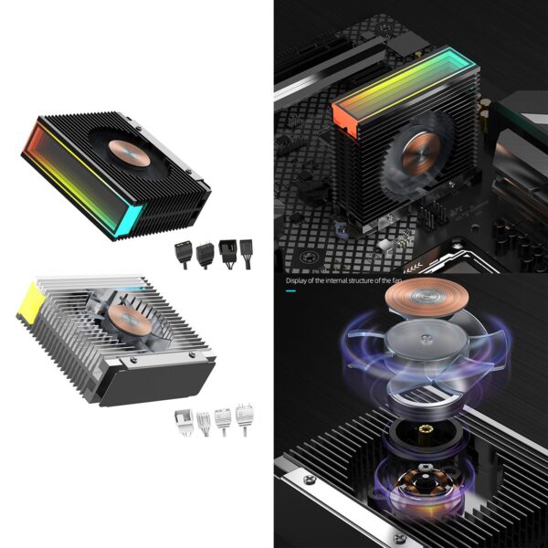 GRABLOOM ARGB Aluminum Alloy M.2 SSD Cooling Heat Sink M.2 NVMe 2280 Hard Disk Sync ARGB Heat Coolers Radiator Cooling Fan AGHP Heat Heatsink - Image 2