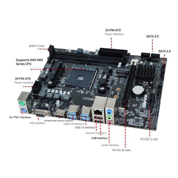AMD A520 M ATX Motherboard, NVME USB3.0 AMD AM4 Slot Dual Channel DDR4 Memory Slot Integrated Graphics Desktop Motherboard - Image 5