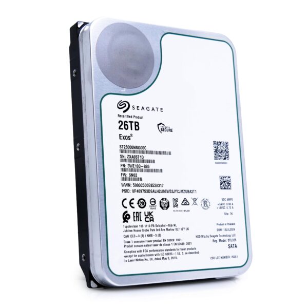 Seagate Exos 26TB Enterprise Hard Drive HDD SATA 6Gb/s 512MB Cache 7200 RPM 512e CMR Helium Sealed 3.5in Hard Drive ST26000NM000C (Renewed) - Image 2