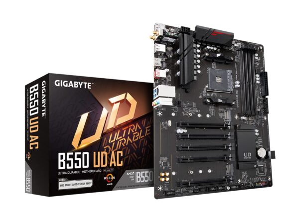 GIGABYTE B550 UD AC (AM4/ AMD/ B550/ ATX/Dual M.2/ SATA 6Gb/s/USB 3.2 Gen 2/ Intel 802.11a/b/g/n/ac/Realtek GbE LAN/PCIe 4.0/ Motherboard) (Renewed)