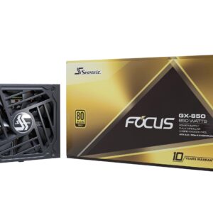 Seasonic Focus V3 GX-850, 850W 80+ Gold, Full-Modular, Fan Control in Fanless, Silent, and Cooling Mode, 10 Year Warranty, Perfect Power Supply for Gaming and Various Application, SSR-850FX3 (Renewed)