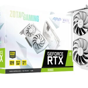 ZOTAC Gaming GeForce RTX™ 3060 AMP White Edition 12GB GDDR6 192-bit 15 Gbps PCIE 4.0 Gaming Graphics Card, IceStorm 2.0 Cooling, Active Fan Control, Freeze Fan Stop ZT-A30600F-10P (Renewed)
