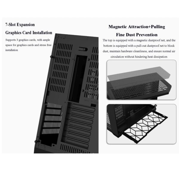 Computer Cases, Mid-Tower PC Gaming Case ATXM-ATX/ITX - Front I/O USB 3.0 Port - 3 Sided Glass - 10 Fan Installation Position - Water Cooling Installation Ready - Image 7