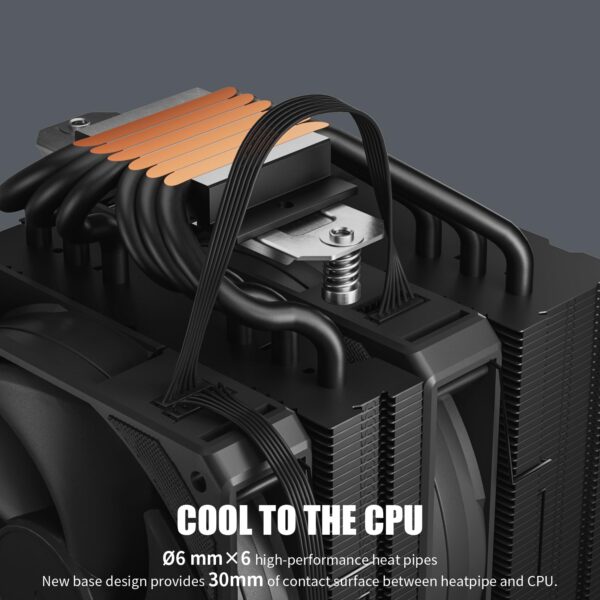 upHere Black CPU Heatsink with 6 Heat Tubes, Dual Tower with Dual 120mm PWM Fan, CPU Fan for Intel LGA Universal Socket 2011/2066/1700/1200/115X(X79/X99) AMD AM5/AM4,D6DK - Image 2