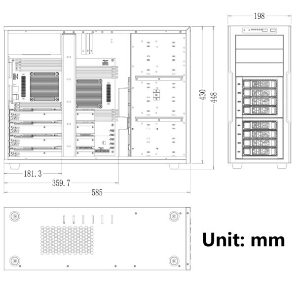 Generic ZhenLoong full tower 8 bay hot-swap hard drive SAS SATA NAS computer case ITX MATX ATX EATX server GPU Graphic workstation chassis with 12Gb backplane SFF8643, Loong1 - Image 6