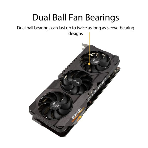 ASUS TUF Gaming NVIDIA GeForce RTX 3070 OC Edition Graphics Card- PCIe 4.0, 8GB GDDR6, HDMI 2.1 , DisplayPort 1.4a, Dual Ball Fan Bearings (Renewed) - Image 4