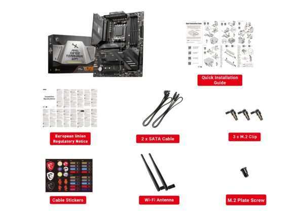 MSI MAG X670E Tomahawk WiFi Gaming Motherboard (AMD AM5, DDR5, PCIe 5.0, SATA 6Gb/s, M.2, USB 3.2 Gen 2, Wi-Fi 6E, 2.5Gbps LAN, HDMI/DP, ATX) (Renewed) - Image 7