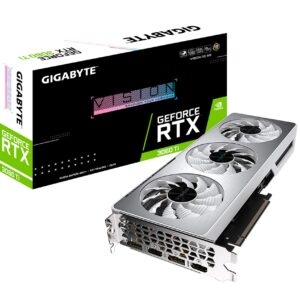 GIGABYTE GeForce RTX 3060 Ti Vision OC 8G Graphics Card, WINDFORCE 3X Cooling System, LHR, 8GB 256-bit GDDR6, GV-N306TVISION OC-8GD REV2.0 Video Card (Renewed)