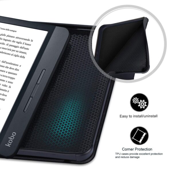Kobo Libra H2O Flip Cover, Heavy Duty Folding Hard Kid Proof Cover PU Ultra Slim Smart Case with Auto Wake Up/Sleep Protection Shell Shockproof for Kobo Libra H2O 7.0 2019 Tablet PC (Apricot) - Image 7