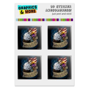 Home of The Free Because of The Brave Purple Heart Eagle American Flag Computer Case Modding Badge Emblem Resin-Topped 1 Stickers - Set of 4