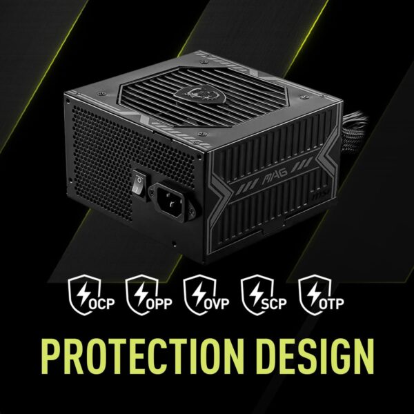 MSI MAG A750BE Gaming Power Supply - 80 Plus Bronze Certified 750W - Semi-Modular - Low Noise ATX PSU (Renewed) - Image 5