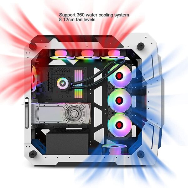ZXFF Computer Case, Full-Tower ATX/M-ATX/ETX-PC Game Cabinet, Tempered Glass Side Panel, 8 Fan Positions-Support Water Cooling + Air Cooling (Color : White) - Image 3