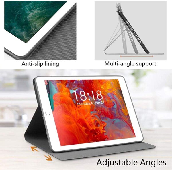 Fight Harder Live Stronger with Breast Cancer Protective PU Leather Wallet Tablet Case for IPad 7th 10.2'', Rotating Stand Smart Magnetic Auto Wake Up/Sleep Cover Cases - Image 5