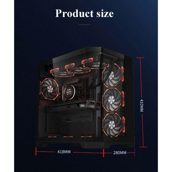 Computer Cases, Mid-Tower PC Gaming Case ATXM-ATX/ITX - Front I/O USB 3.0 Port - 3 Sided Glass - 10 Fan Installation Position - Water Cooling Installation Ready - Image 8