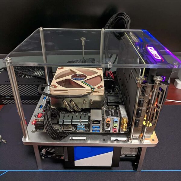 SKANKA Htpc Water Cooling Test Stand Open ATX Computer Frame - Aluminum Housing Bare Metal External Lock DIY Computer Stand Support Graphics Card - Image 3