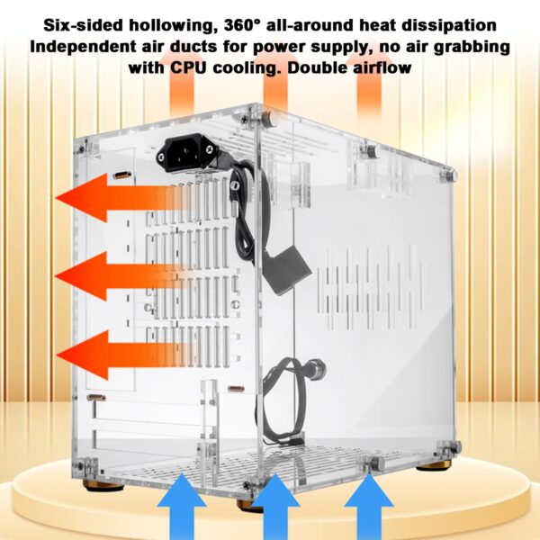 HUIOP Small Computer Case Plexiglass Shell Compact PC Case Desktop PC Case ITX Motherboard 210mm Graphics Card SFX Power Supply All-Round Heat Dissipation PC Chassis, White - Image 7