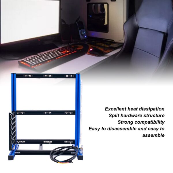 Computer Open Case Bracket, Excellent Open Computer Case Heat Dissipation Vertical Aluminum DIY Frame Supports ATX MATX ITX Motherboard(Blue) - Image 5