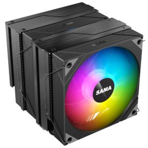SAMA 6PDW ARGB Black CPU Air Cooler 120mm Cooling Fan Addressable RGB Aluminum PC CPU Heatsink for Intel and AMD