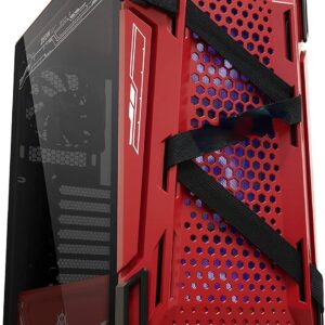Computer Case GX-301 ATX mid-Tower Compact case with Tempered Glass Side Panels, Honeycomb Front Panel, 120mm RGB Fan, Headphone Hook, 360mm Radiator