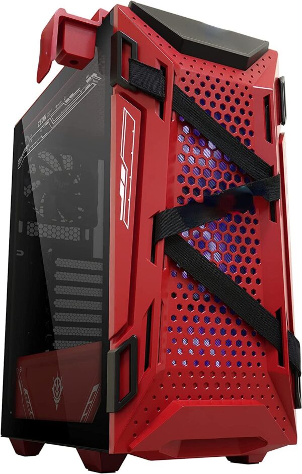 Computer Case GX-301 ATX mid-Tower Compact case with Tempered Glass Side Panels, Honeycomb Front Panel, 120mm RGB Fan, Headphone Hook, 360mm Radiator