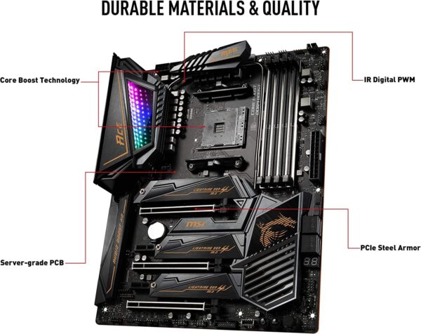 MSI MEG X570 ACE Gaming Motherboard (AMD AM4, DDR4, PCIe 4.0, SATA 6Gb/s, M.2, USB 3.2 Gen 2, AX Wi-Fi 6, 2.5G LAN, ATX, Mystic Light RGB Lighting) (Renewed) - Image 4