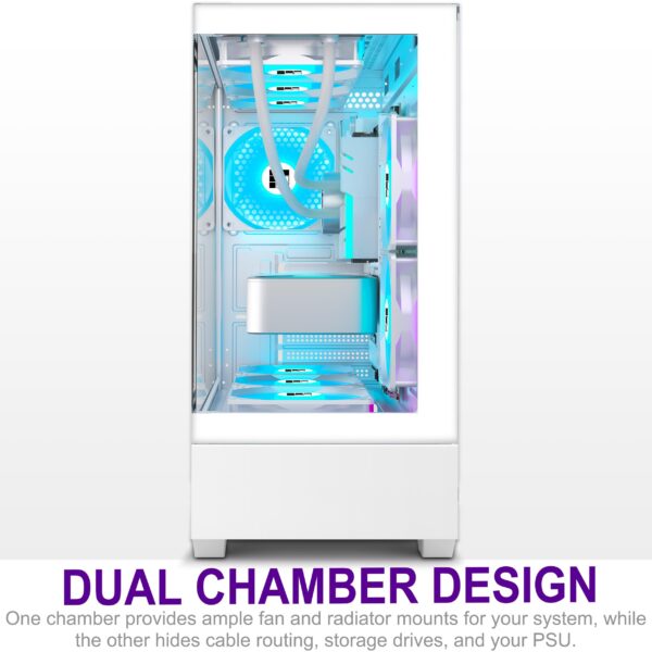 FOIFKIN PC Case - Pre-Installed 5 PWM ARGB Fan, ATX Mid-Tower Gaming PC Case, Type-C,FOIFKIN (White, F1) - Image 6