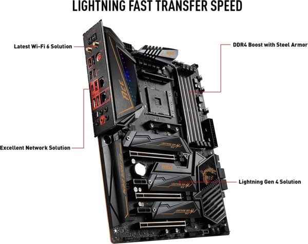 MSI MEG X570 ACE Gaming Motherboard (AMD AM4, DDR4, PCIe 4.0, SATA 6Gb/s, M.2, USB 3.2 Gen 2, AX Wi-Fi 6, 2.5G LAN, ATX, Mystic Light RGB Lighting) (Renewed) - Image 3