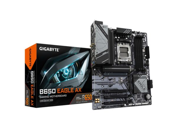 GIGABYTE B650 Eagle AX AM5 LGA 1718 AMD B650 ATX, DDR5 Triple M.2, PCIe 5.0, USB 3.2 Gen2x2 Type-C, AMD Wi-Fi 6E, Realtek GbE LAN (Renewed)
