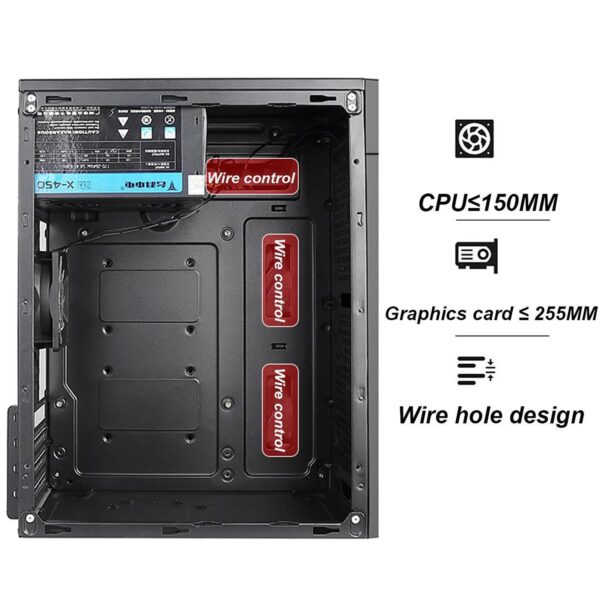 Micro ATX Tower Gaming PC Computer case, Front Panel with Honeycomb& Fully Ventilated Airflow,Supports M-AXT/ITX,Without Fan - Image 5