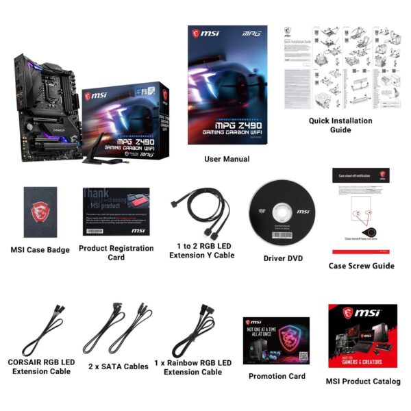 MSI MPG Z490 Gaming Carbon WiFi Gaming Motherboard (ATX, 10th Gen Intel Core, LGA 1200 Socket, DDR4, SLI/CF, Dual M.2 Slots, USB 3.2 Gen 2, Wi-Fi 6, DP/HDMI, Mystic Light RGB) (Renewed) - Image 6