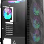 Montech X3 Mesh, 6 Fans – 3x 140mm & 3x 120mm Fixed RGB Lighting Fans, ATX Mid-Tower PC Gaming Case, USB3.0, Door Open Tempered Glass Side Panel, High Airflow, Black