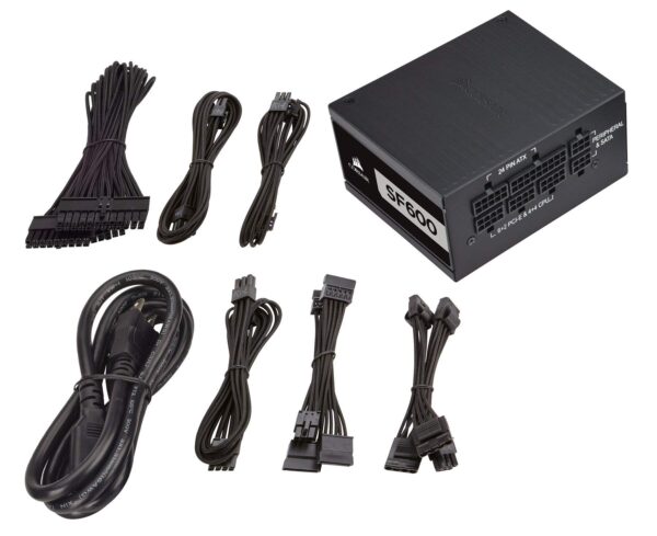 Corsair SF Series, SF600, 600 Watt, SFX, 80+ Platinum Certified, Fully Modular Power Supply (Renewed) - Image 4
