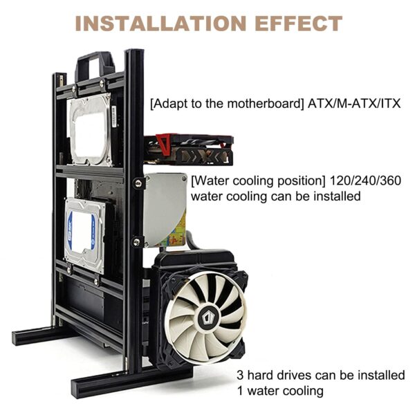 HIMNA PETTR PC Computer Case 1GPU, ATX/M-ATX/ITX Open Chassis, Open Aluminum Frame Chassis Rack with Good Heat Dissipation 11 * 17in - Image 2