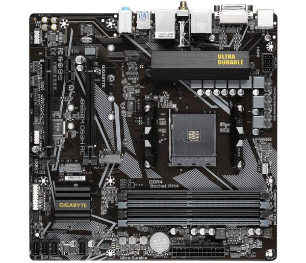 GIGABYTE B550M DS3H AC (AM4 AMD/B550/Micro ATX/Dual M.2/SATA 6Gb/s/USB 3.2 Gen 1/PCIe 4.0/HMDI/DVI/DDR4/Motherboard) (Renewed) - Image 2